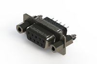 628 Series Vertical Metal Body D-Sub Connector with 9 Pin Type Contacts (628-009-228-047) - 