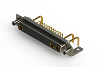630C Series Right Angle Power Combo D-Sub Connector with 3 Number of Power Contacts (630-25W3250-1N6) - 