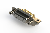 630M Series Right Angle D-Sub Connector with 15 Machined Socket Type Contacts and White Color Insulator (630-M15-240-WN5) - 