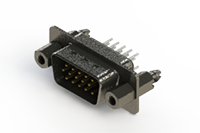 637 Series Vertical High Density D-Sub Connector with 15 Machined Pin Type Contacts (637-015-230-047) - 