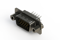 637 Series Vertical High Density D-Sub Connector with 15 Machined Pin Type Contacts (637-015-230-063) - 