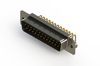 621M Series Right Angle D-Sub Connector with 25 Machined Pin Type Contacts and Black Color Insulator (621-M25-260-BN2) - 