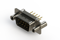 627M Series Vertical Machined D-Sub Connector with 9 Machined Pin Type Contacts (627-M09-220-BN4) - 