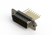 627M Series Vertical Machined D-Sub Connector with 15 Machined Pin Type Contacts (627-M15-223-BN2) - 