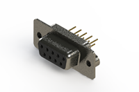 628M Series Vertical Machined D-Sub Connector with 9 Machined Socket Type Contacts (628-M09-221-BN2) - 