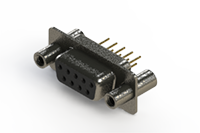 628M Series Vertical Machined D-Sub Connector with 9 Machined Socket Type Contacts (628-M09-221-BN4) - 