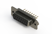 628M Series Vertical Machined D-Sub Connector with 15 Machined Socket Type Contacts (628-M15-221-BN2) - 