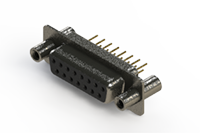 628M Series Vertical Machined D-Sub Connector with 15 Machined Socket Type Contacts (628-M15-221-BN4) - 