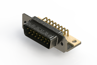 629M Series Right Angle D-Sub Connector with 15 Machined Pin Type Contacts and Green Color Insulator (629-M15-240-GN4) - 
