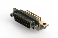 629M Series Right Angle D-Sub Connector with 15 Machined Pin Type Contacts and Green Color Insulator (629-M15-240-GN5) - 