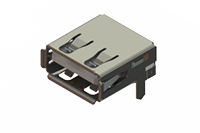 690A Series Right Angle PCB Sub 2.0 Type-A Receptacle Connector with 30 Microinches (µin) of Gold Contact Plating  (690A104-621-020)