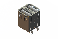 690N Series Dual Stack USB Type-A Receptacle Connector with Gold Flash Contact Plating  (690N208-244-020)