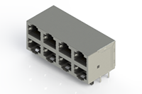 J96 Series Modular Jack Connector with 8 Right Angle Printed Circuit Board (PCB) Port (J96088862P00121) - 
