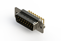 621M Series Right Angle D-Sub Connector with 15 Machined Pin Type Contacts and Black Color Insulator (621-M15-260-BN2) - 