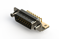 621M Series Right Angle D-Sub Connector with 15 Machined Pin Type Contacts and White Color Insulator (621-M15-260-WN6) - 