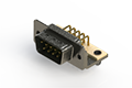 629M Series Right Angle D-Sub Connector with 9 Machined Pin Type Contacts and Green Color Insulator (629-M09-240-GN3) - 
