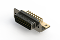 629M Series Right Angle D-Sub Connector with 15 Machined Pin Type Contacts and Green Color Insulator (629-M15-240-GN4) - 