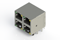 J96 Series Modular Jack Connector with 4 Right Angle Printed Circuit Board (PCB) Port (J96048862P31121) - 