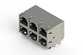 J96 Series Modular Jack Connector with 6 Right Angle Printed Circuit Board (PCB) Port (J96068862P55221) - 